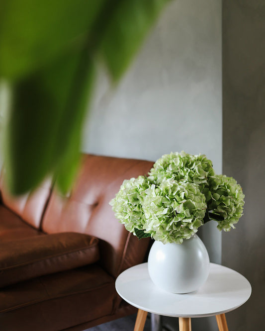 Fake Flower Arrangement with Green Hydrangeas