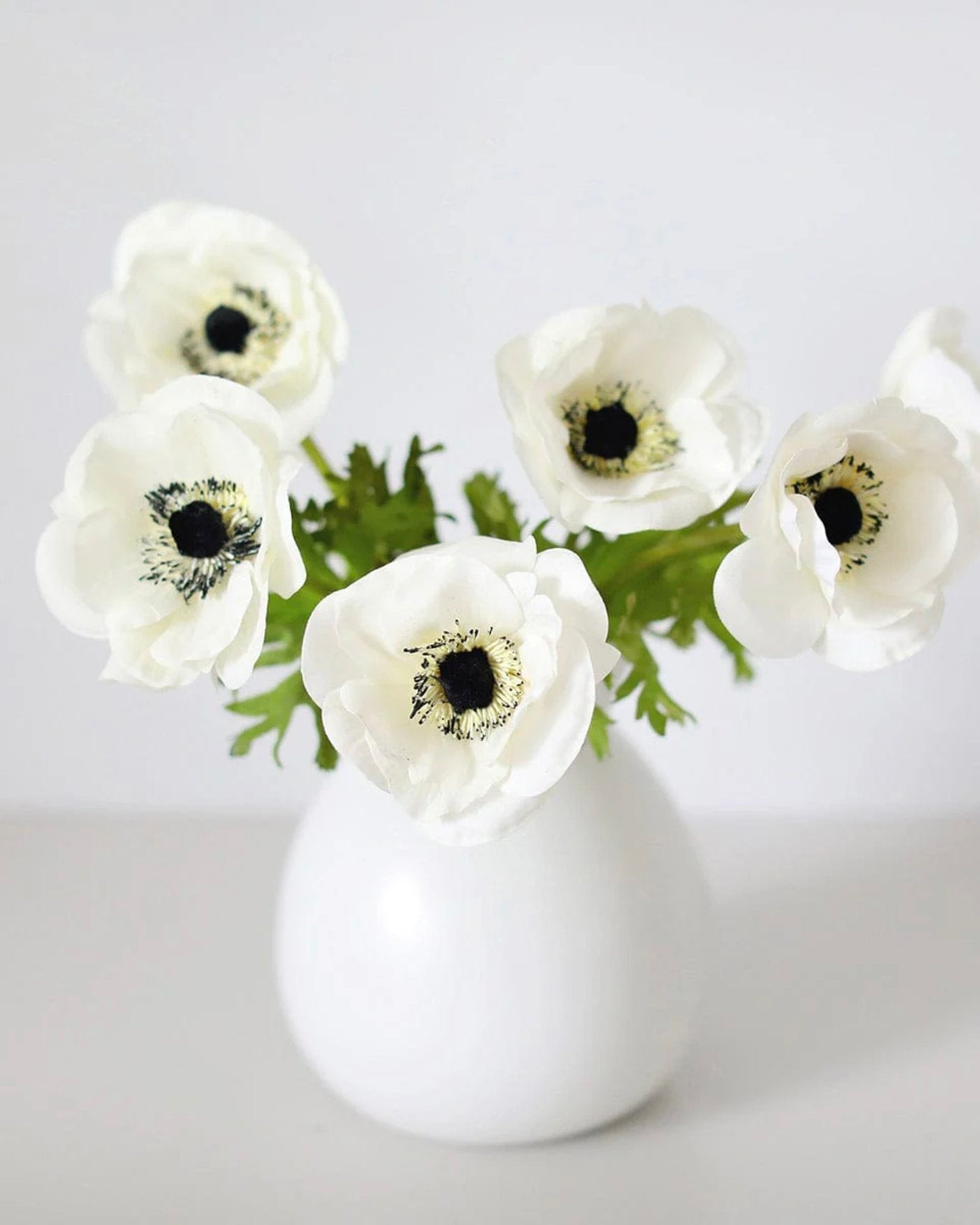 Prestige Botanicals Artificial Anemone flowers in a white tin vase